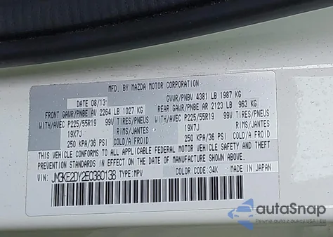 2014 Mazda Cx-5 Grand Touring z USA, uszkodzony, nr VIN JM3KE2DY2E0380138